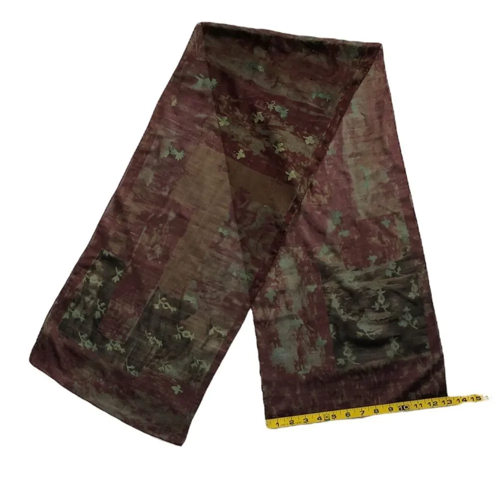Vintage Burgundy Oblong Patterned Scarf